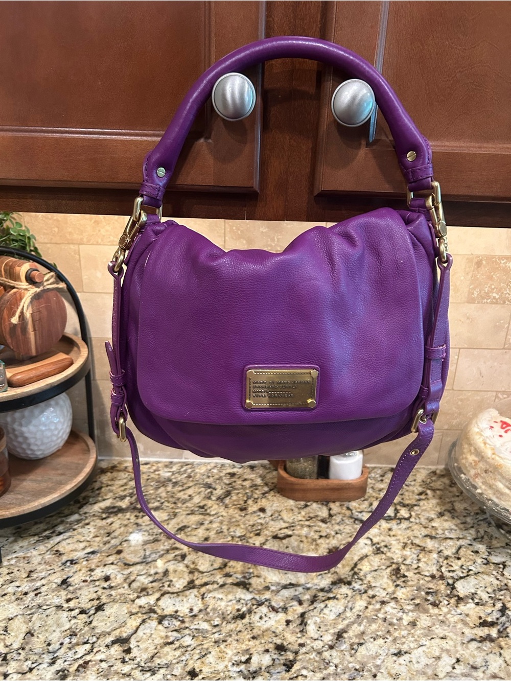 Marc by Marc Jacobs Purple Leather Hobo with Gold Plaque